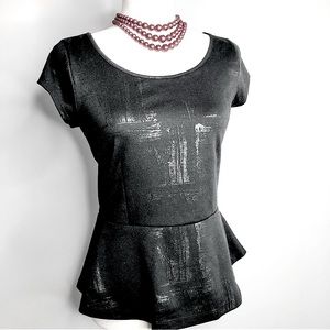 The Limited Black Capped Sleeve Peplum Top